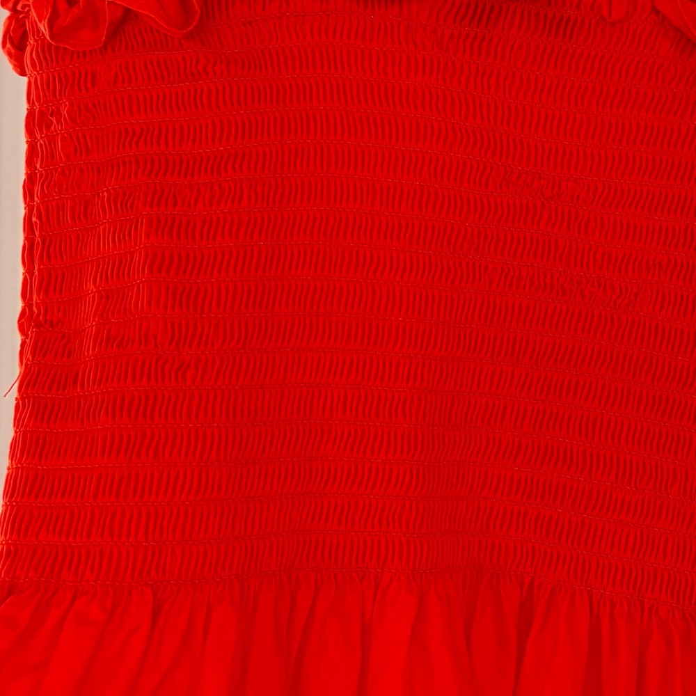 Quince Orange Ruffle-Sleeve Tiered Midi Dress - Picture 5 of 8